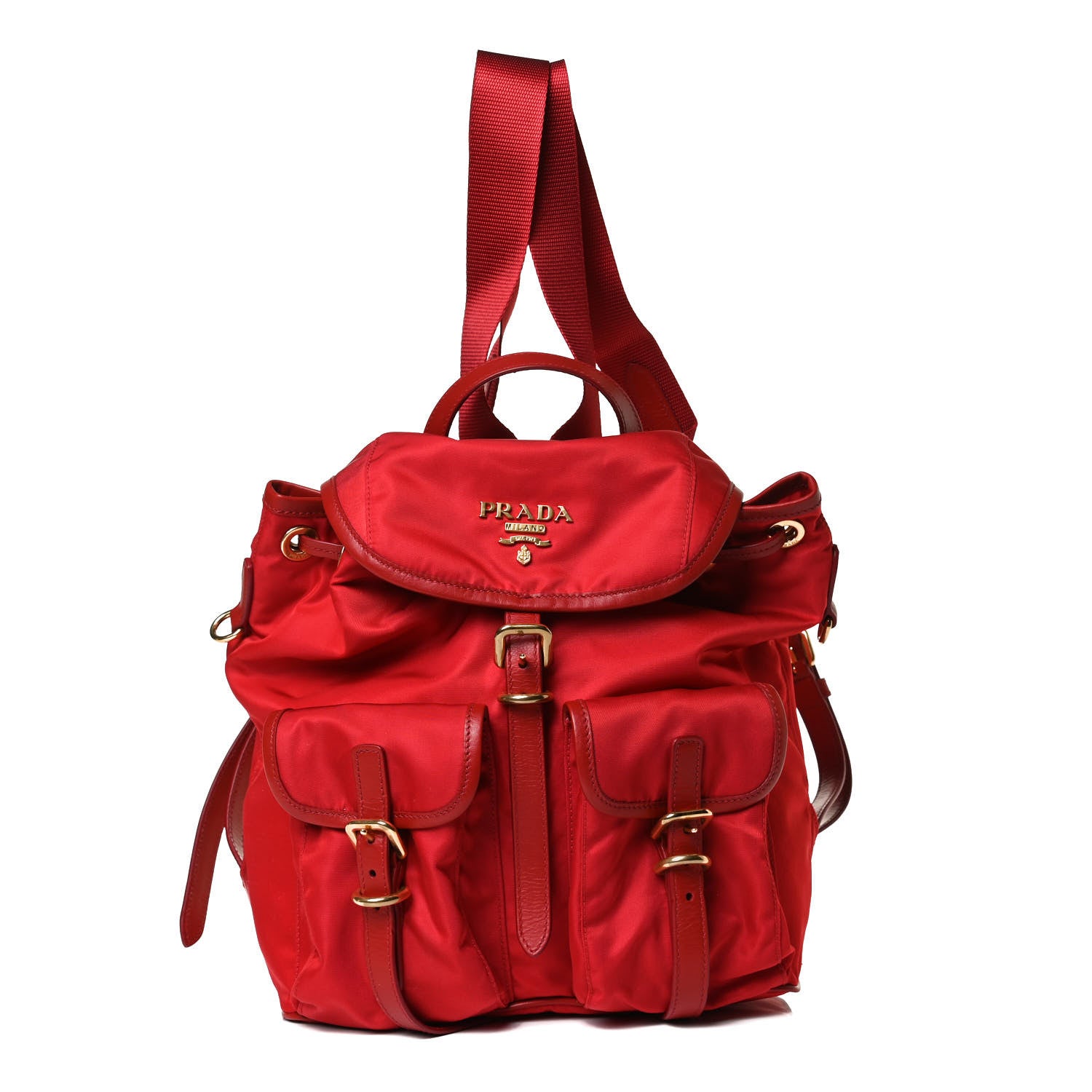 Prada Tessuto Nylon Vitello Backpack Rosso 1 of 14