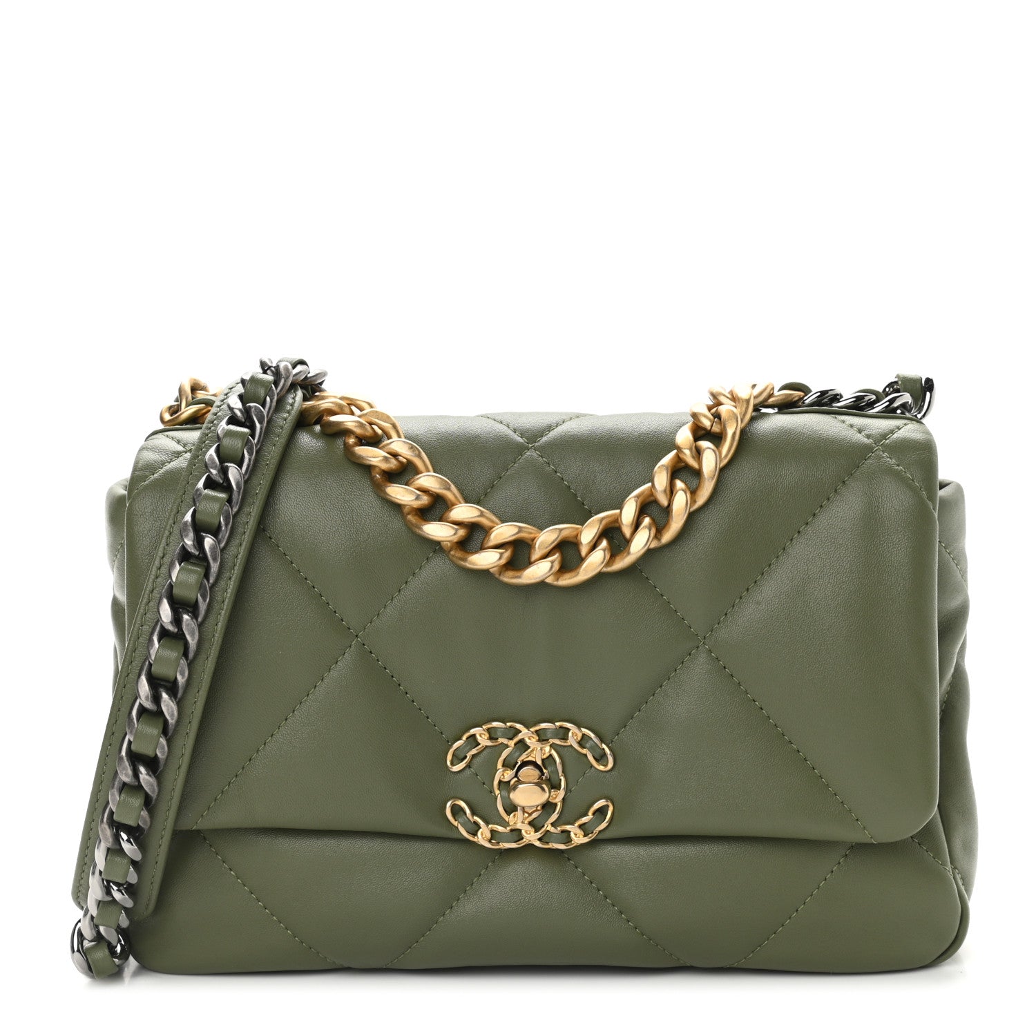 Chanel Lambskin Quilted Medium Chanel 19 Flap Green 1 of 8