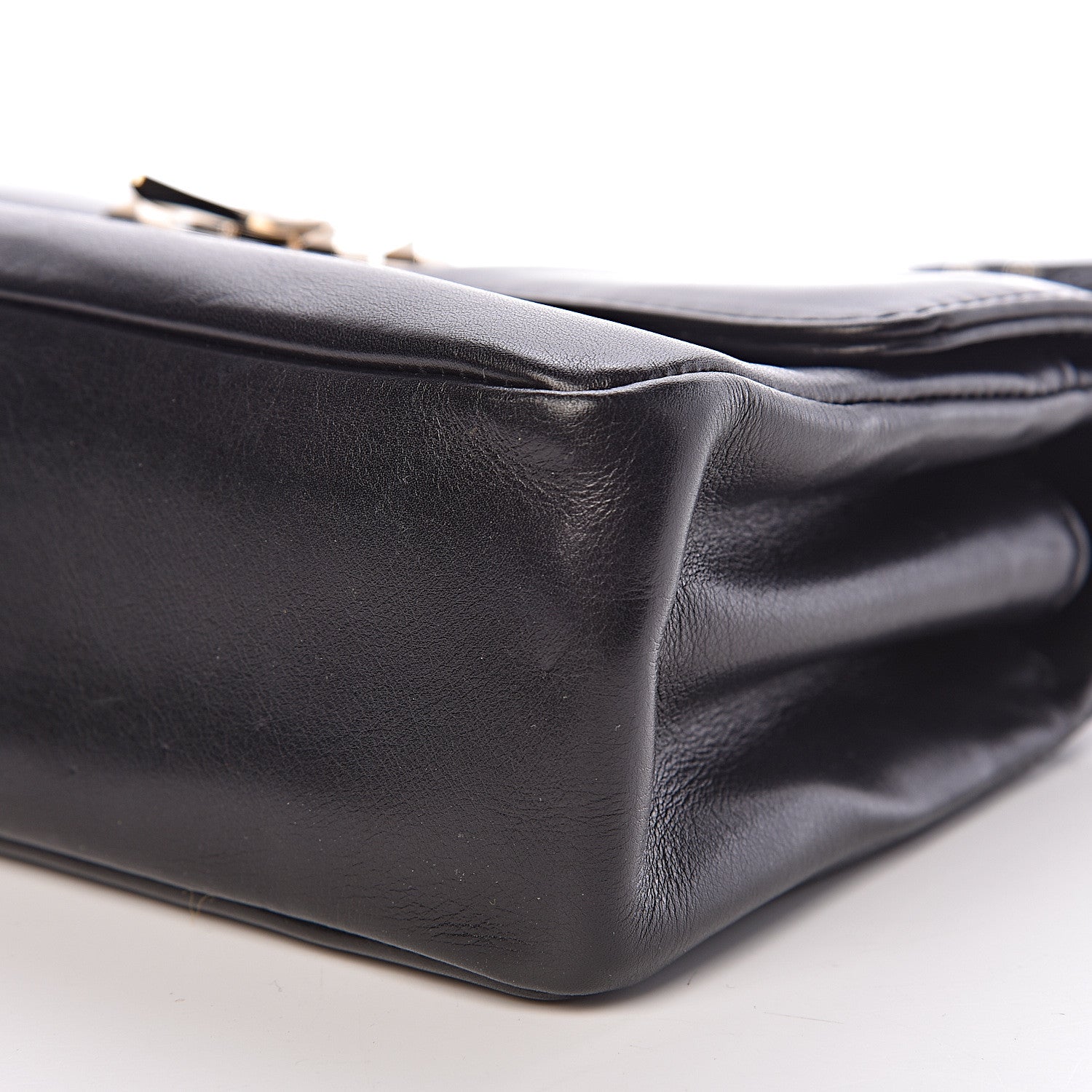 Valentino Garavani Vitello Rockstud Flip Lock Shoulder Flap Bag Black 9 of 9