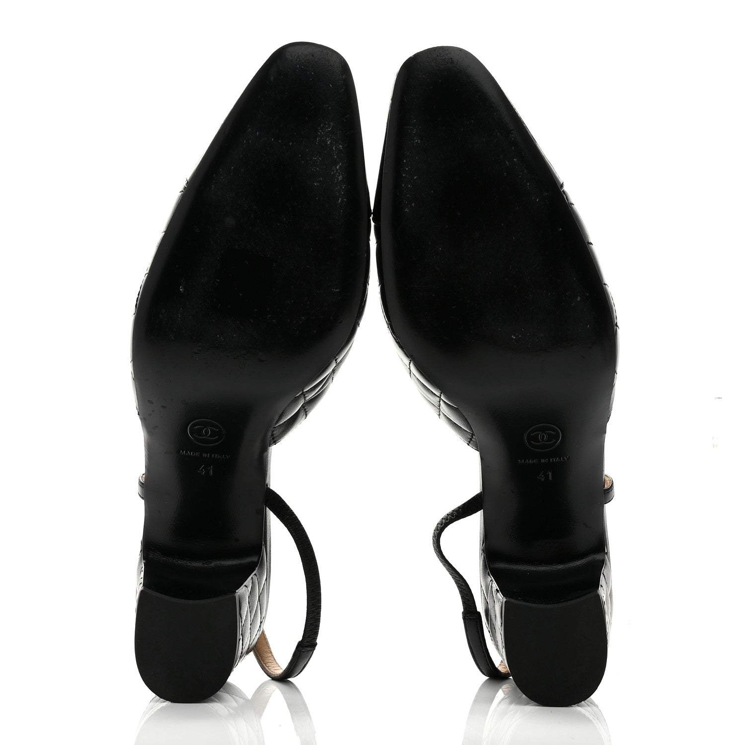 Chanel Lambskin Patent Calfskin Quilted Cap Toe CC Slingback Pumps 41 Black 6 of 10
