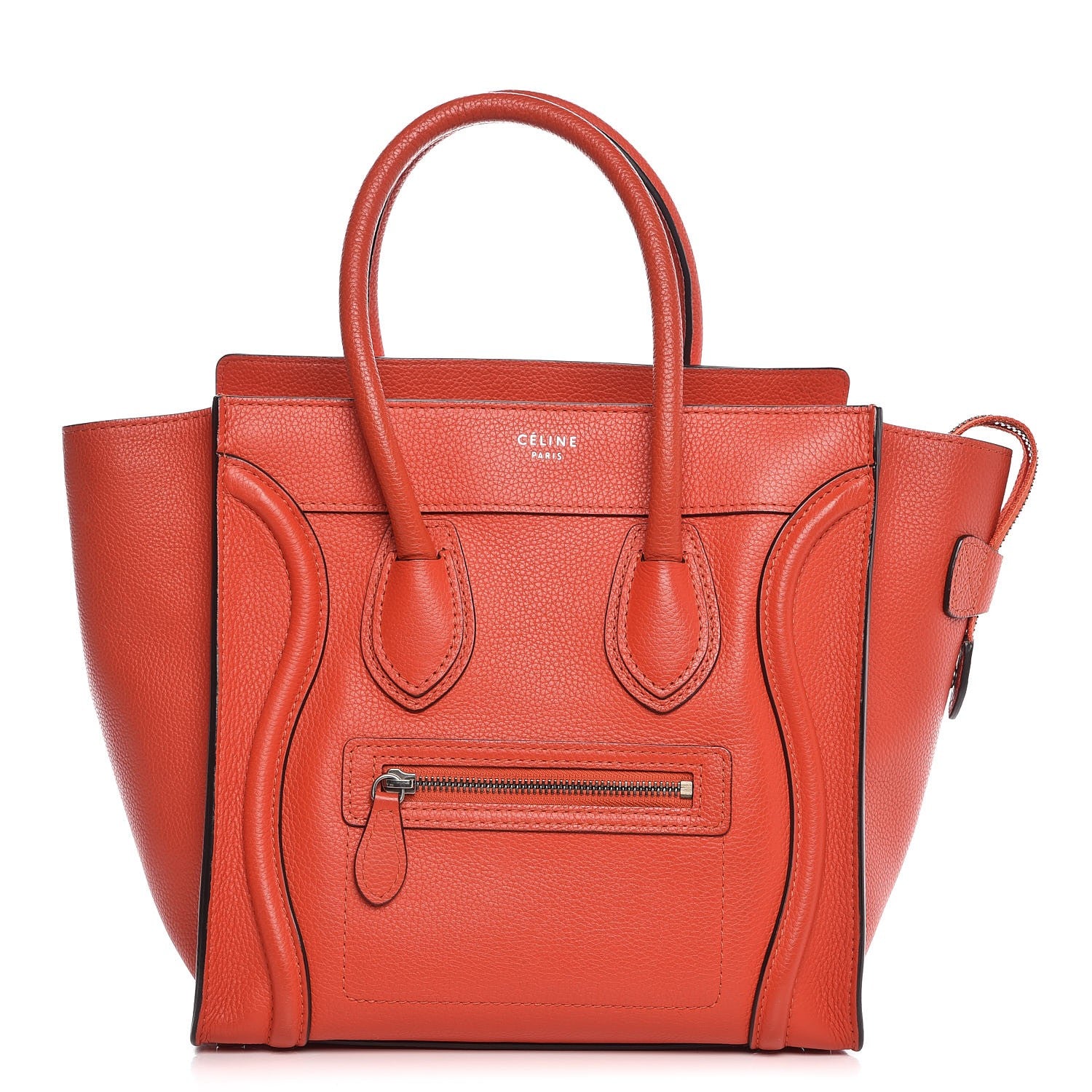 Celine Drummed Calfskin Micro Luggage Vermillion 1 of 8