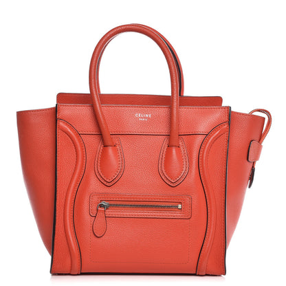 Celine Drummed Calfskin Micro Luggage Vermillion 1 of 8