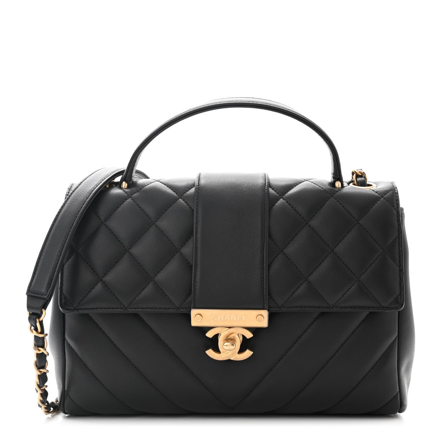 Chanel Calfskin Quilted Chevron In The City Bag Black 1 of 11