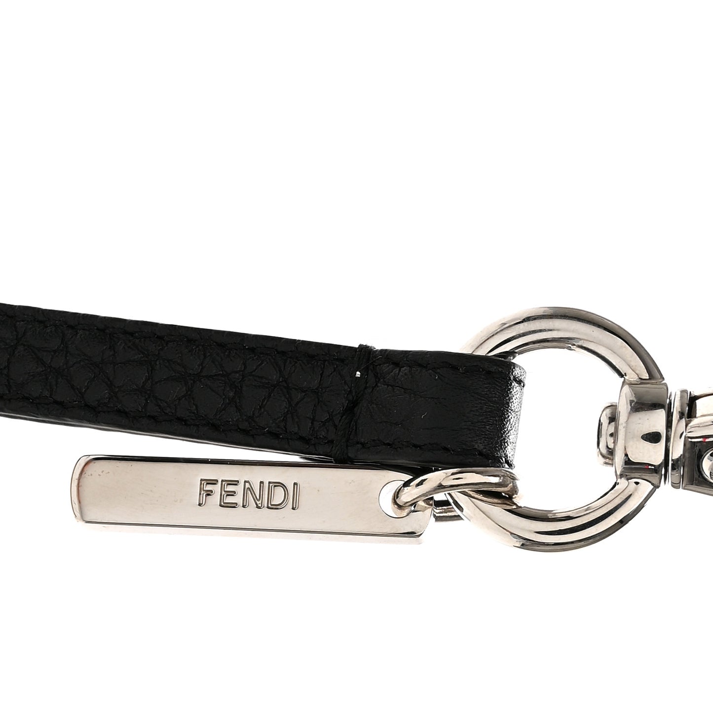 Grained Calfskin Dice Bag Charm Coin Case White Black
