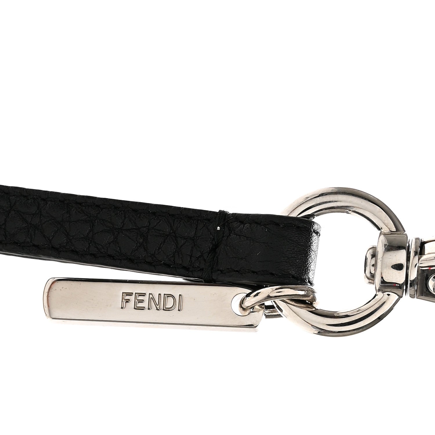 Fendi Grained Calfskin Dice Bag Charm Coin Case White Black 3 of 4
