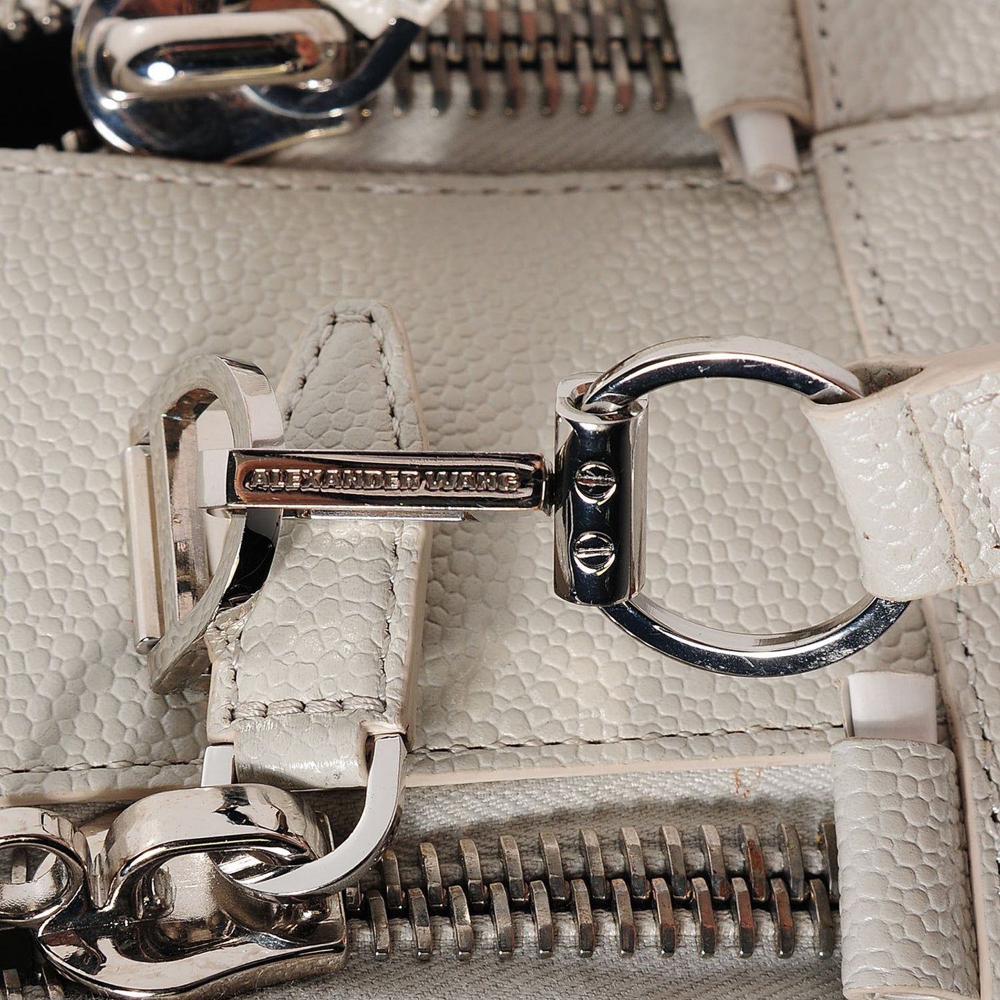 Textured Calfskin Dimanche Satchel Light Heather Grey