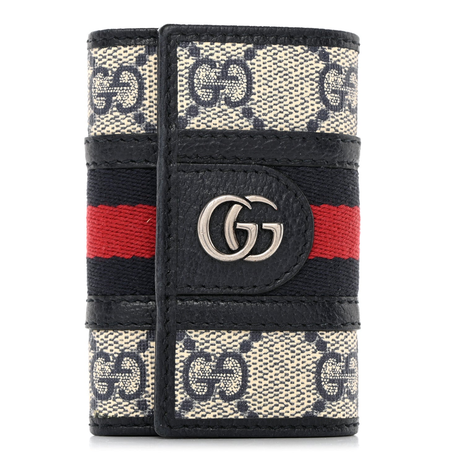 Gucci GG Supreme Monogram Web Ophidia 6 Key Holder Case Beige Blue 1 of 8