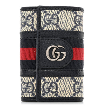 Gucci GG Supreme Monogram Web Ophidia 6 Key Holder Case Beige Blue 1 of 8