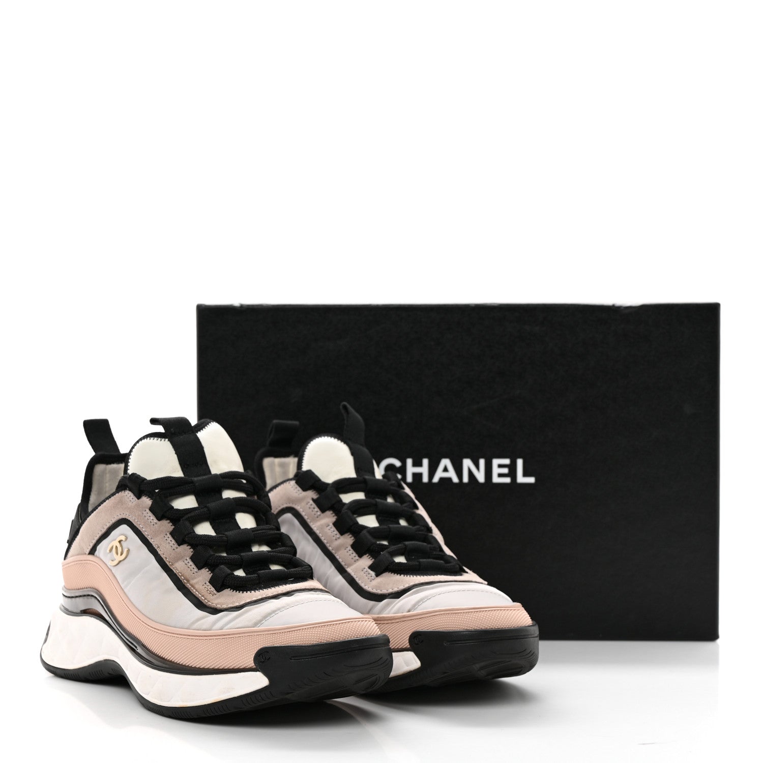 Chanel Suede Calfskin Mixed Fibers CC Sneakers 39 Pink Grey 13 of 13