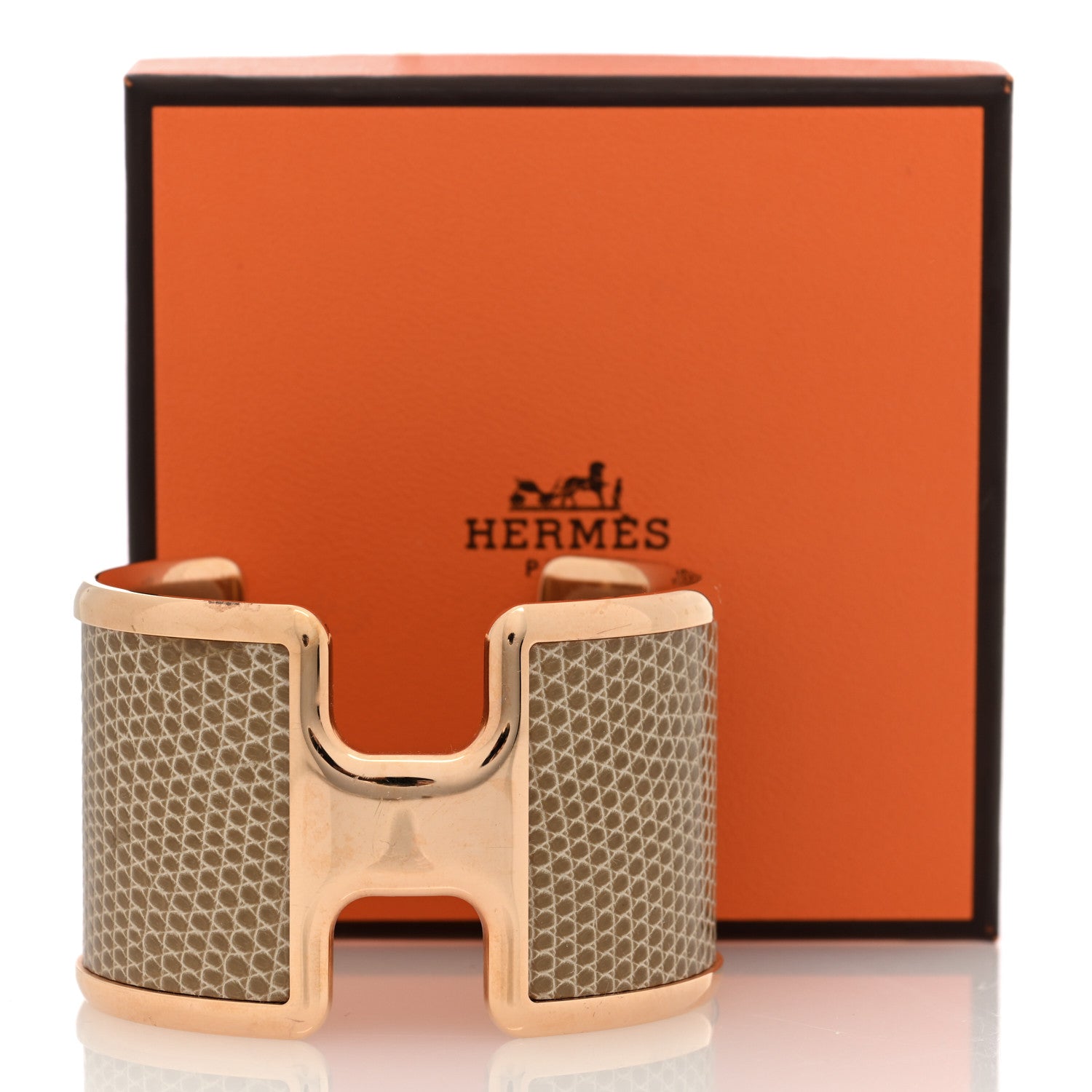 Hermes Lizard Olympe Cuff Bracelet Ficelle 1596578 – FASHIONPHILE