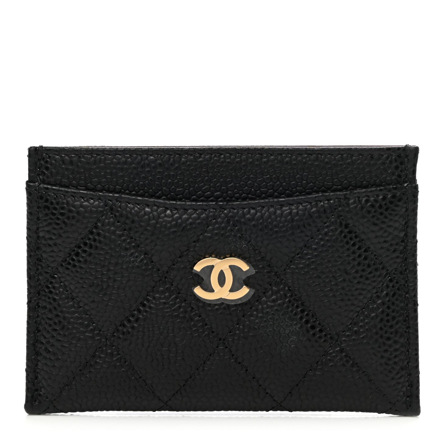 Caviar Quilted Card Holder Black