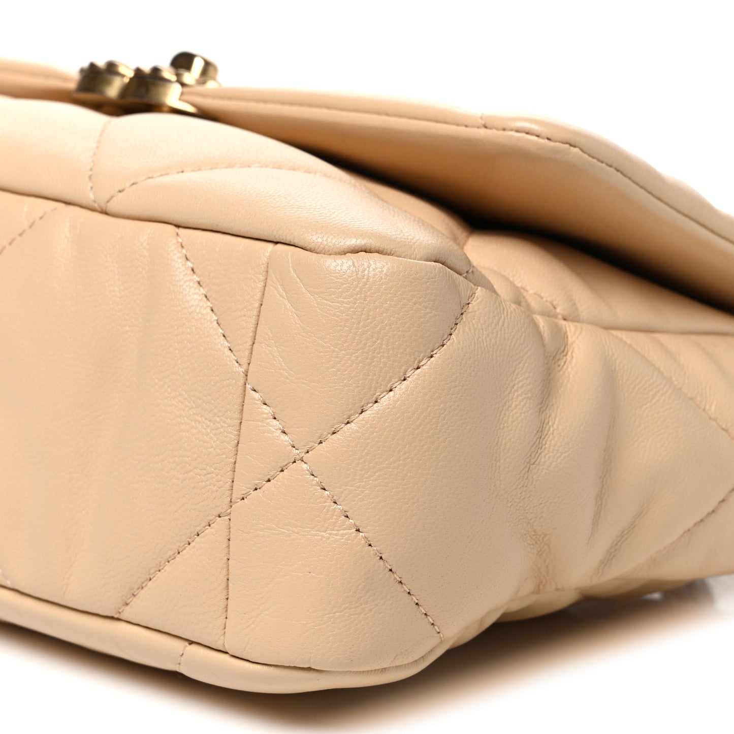 Goatskin Quilted Medium Chanel 19 Flap Beige