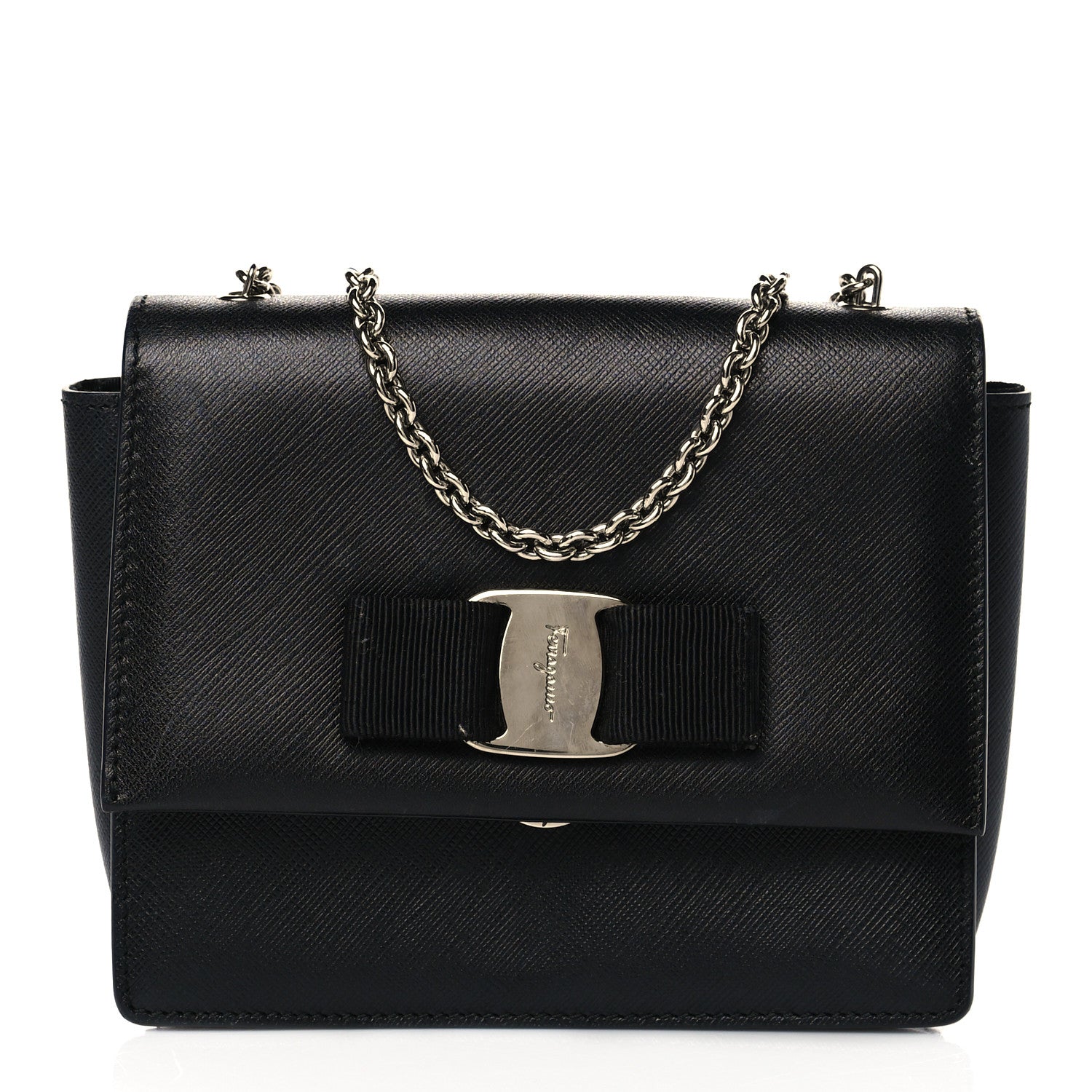 Salvatore Ferragamo Calfskin Vara Bow Mini Bag Black 1 of 9