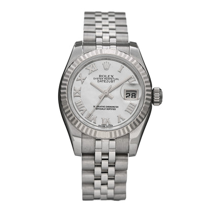 Rolex Stainless Steel 18K White Gold Mother of Pearl 26mm Oyster Perpetual Datejust Watch Roman 179174 1 of 5