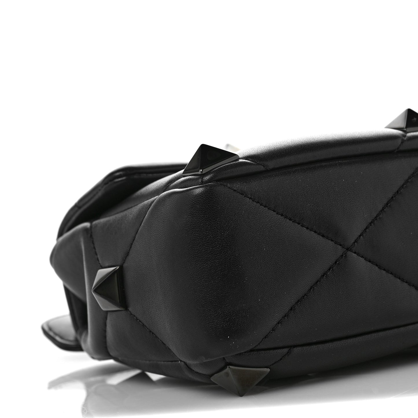 Nappa Monochrome Medium Roman Stud Shoulder Bag Black
