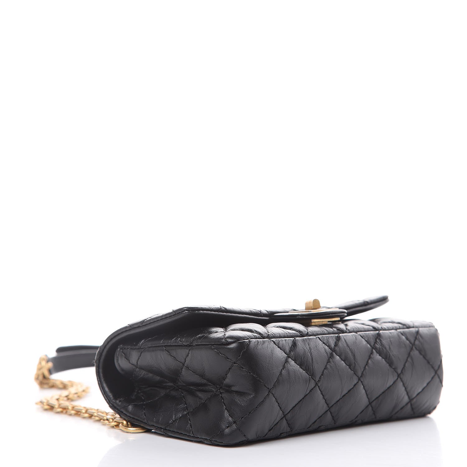 Chanel Aged Calfskin Quilted 2.55 Reissue Chain Waist Bag Black 4 of 10