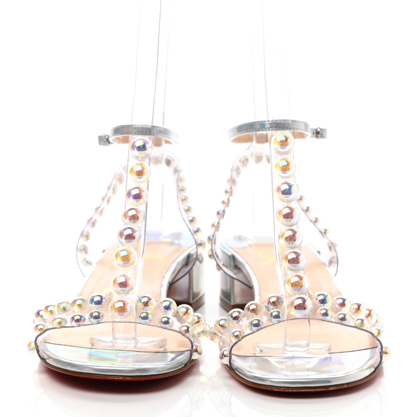 Iridescent Patent PVC Faridaravie 25 Sandals 38 Silver