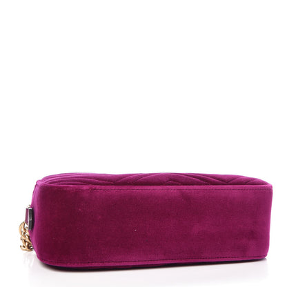 Gucci Velvet Matelasse Small GG Marmont Chain Shoulder Bag Fuchsia Violet Cyclamen 4 of 7
