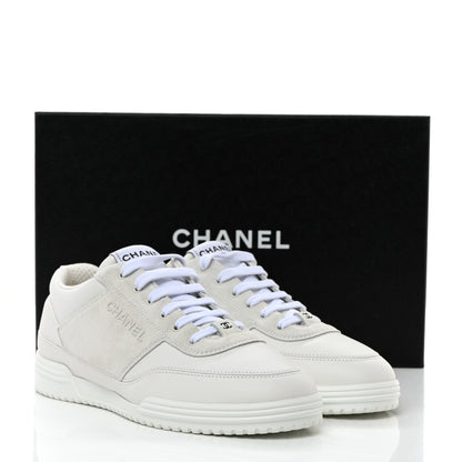 Chanel Calfskin Suede Coco Mark Logo Womens Sneakers 38 White 9 of 9