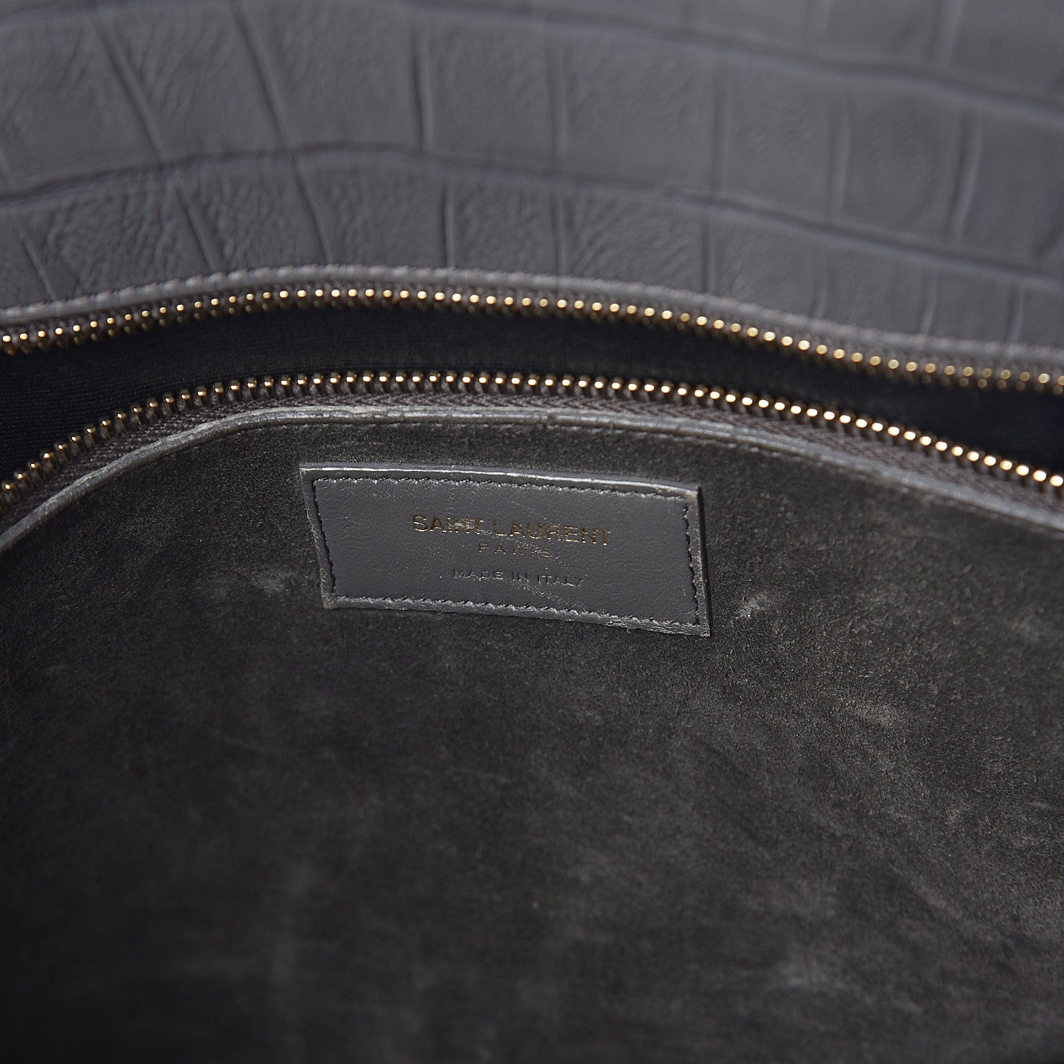 Saint Laurent Calfskin Crocodile Embossed Small Sac De Jour Fog 5 of 9