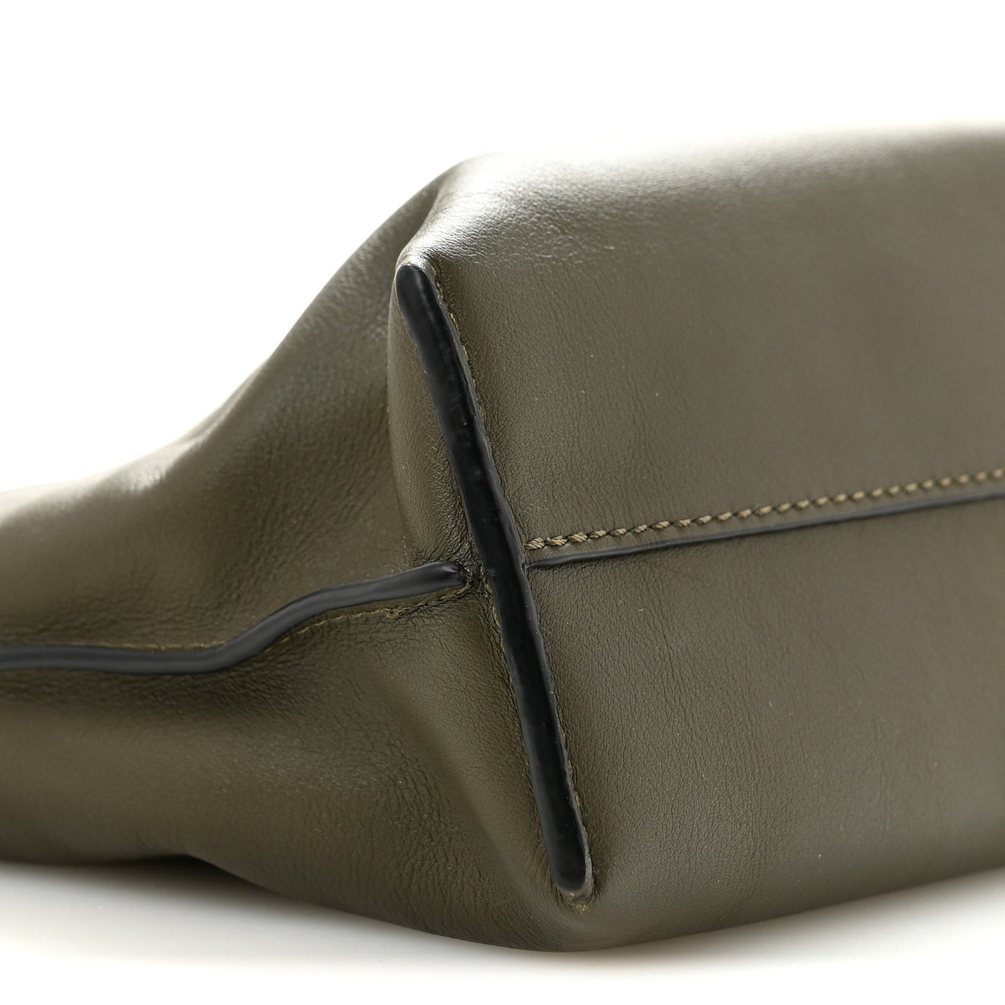 Calfskin Mini Flamenco Knot Clutch Dark Khaki Green