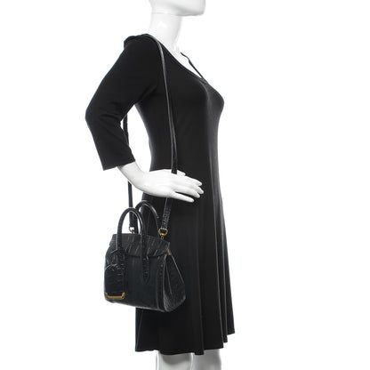 Alexander McQueen Calfskin Crocodile Embossed Mini Heroine 21 Black 2 of 8