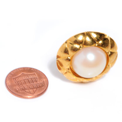 Chanel Pearl Clip On Earrings Gold 2 of 5