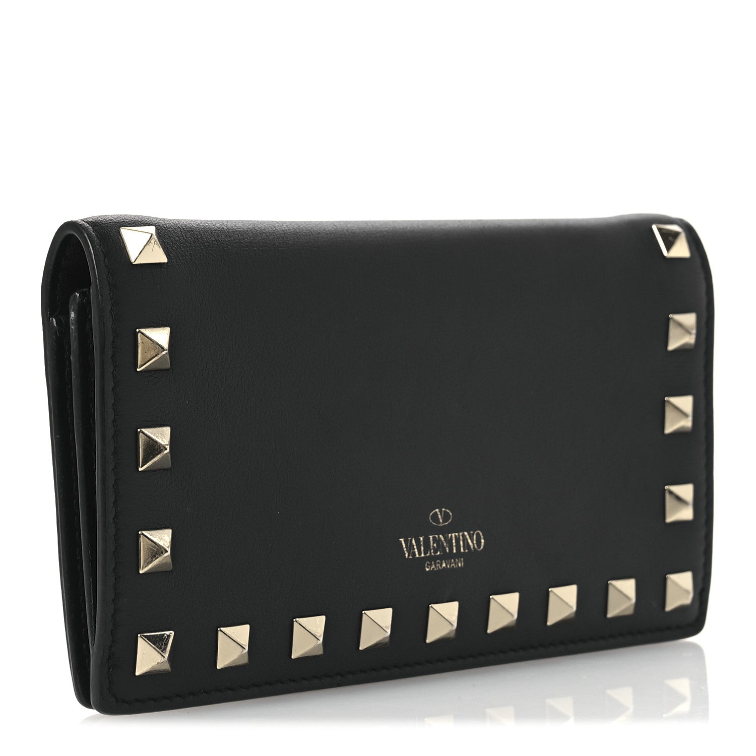 Valentino Garavani Calfskin Rockstud Bi-Fold Organizer Wallet Black 3 of 9