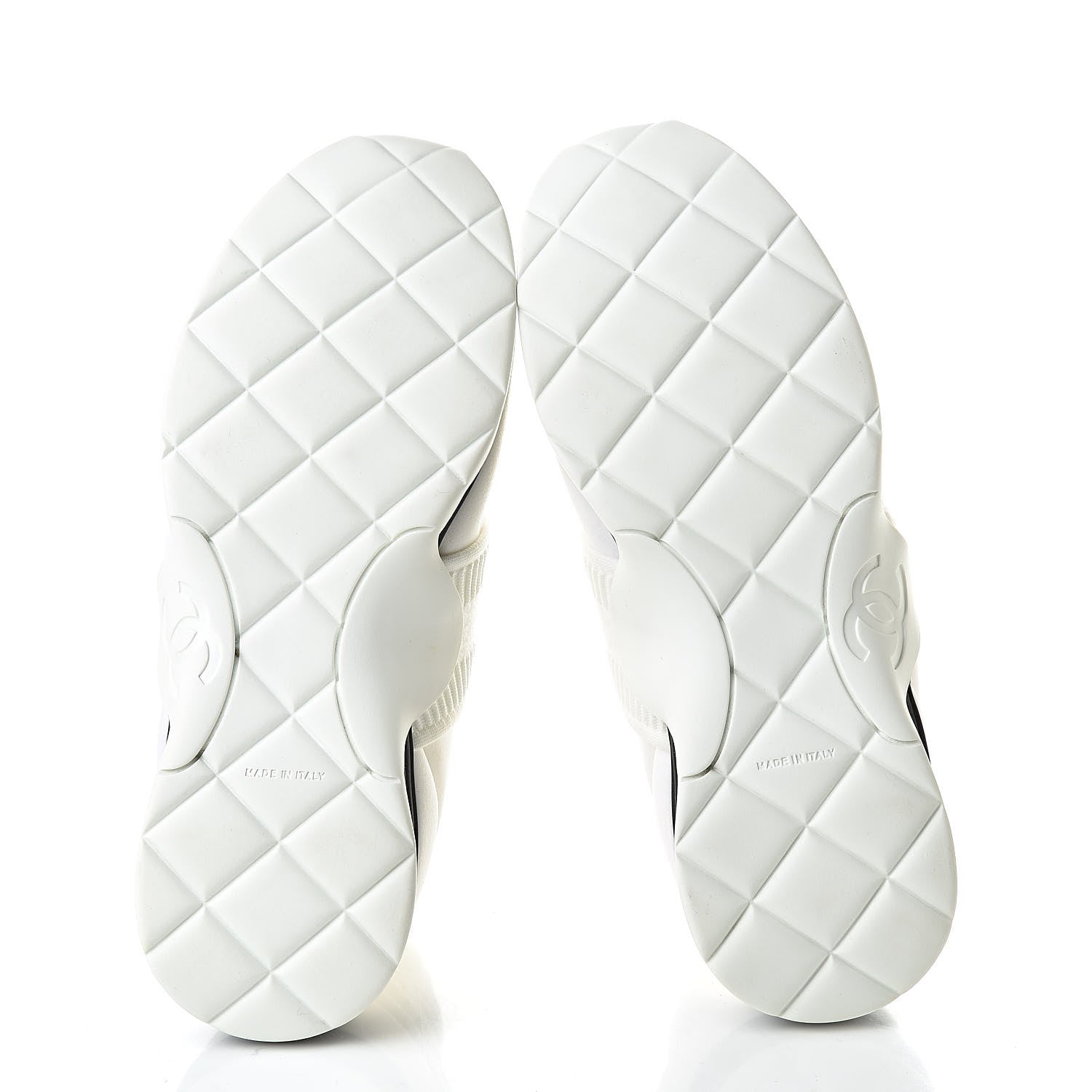 Chanel Stretch Fabric CC Sneakers 38.5 White 5 of 8