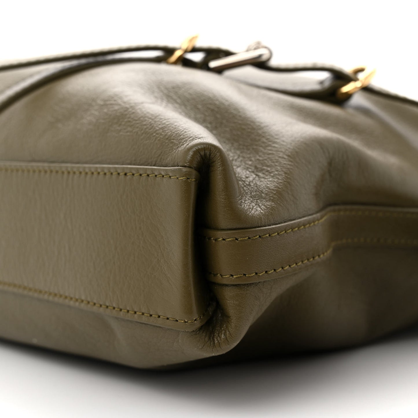 Tumbled Calfskin Medium Voyou Bag Dark Khaki