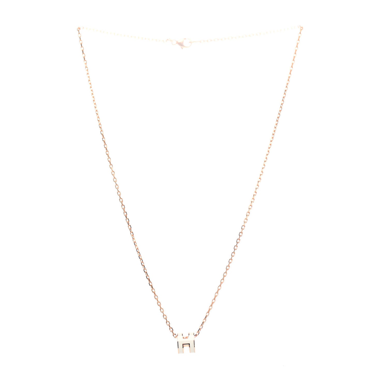 Lacquered Rose Gold Mini Pop H Pendant Necklace White