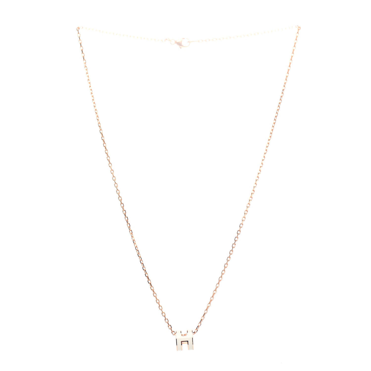Hermes Lacquered Rose Gold Mini Pop H Pendant Necklace White 2 of 4