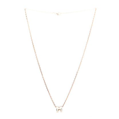 Hermes Lacquered Rose Gold Mini Pop H Pendant Necklace White 2 of 4