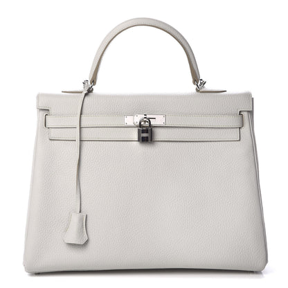 Hermes Taurillon Clemence Kelly Retourne 35 Gris Perle 1 of 28