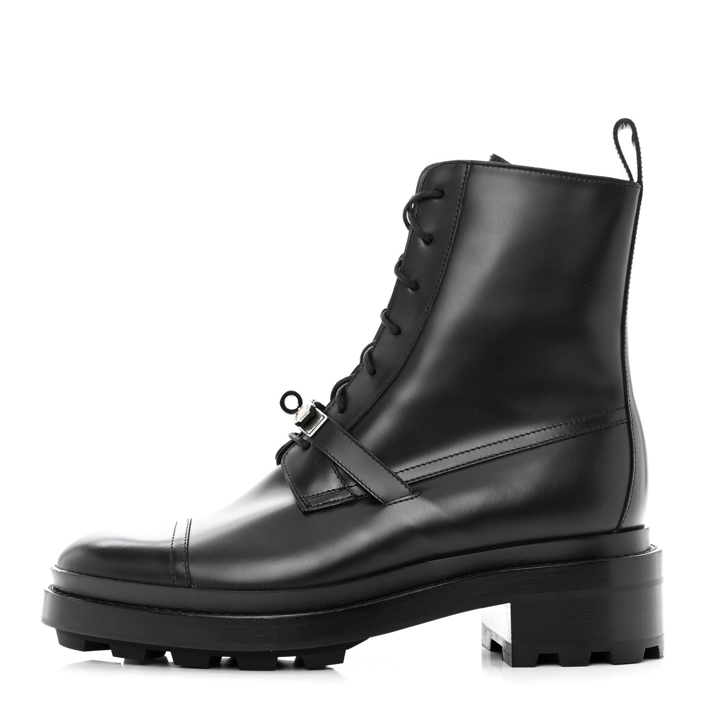 Glossed Calfskin Funk Ankle Boots 40 Black
