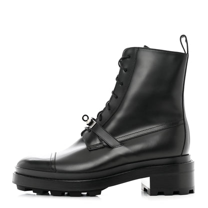 Hermes Glossed Calfskin Funk Ankle Boots 40 Black 1 of 9