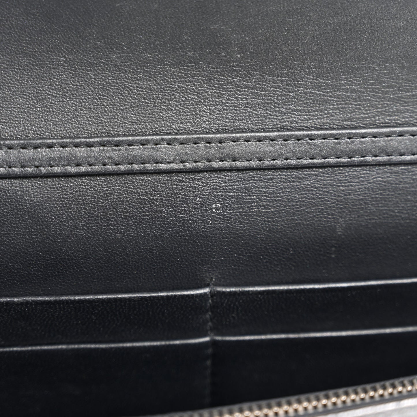 Metallic Grained Calfskin Diorama Wallet on Chain Pouch Gunmetal Grey