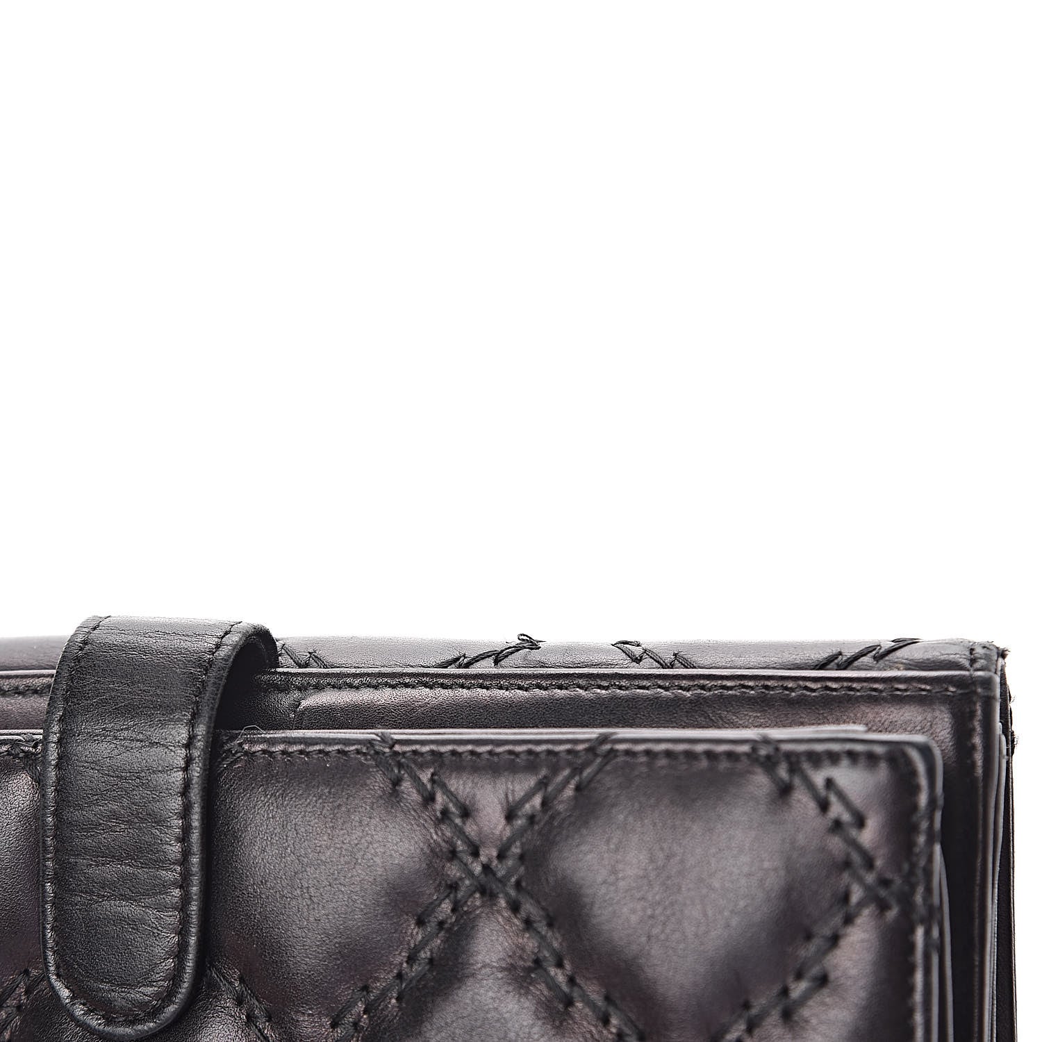 Chanel Calfskin Double Stitch Hamptons Flap Wallet Black 10 of 10