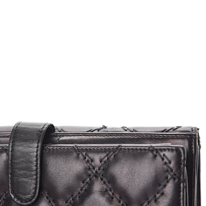 Chanel Calfskin Double Stitch Hamptons Flap Wallet Black 10 of 10