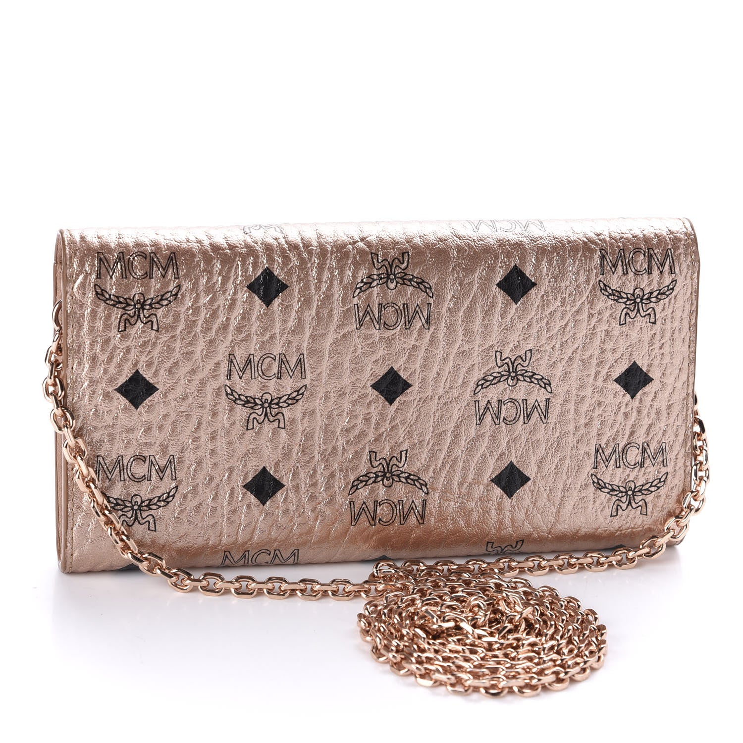 MCM Metallic Visetos Patricia Wallet On Chain Champagne Gold 3 of 11