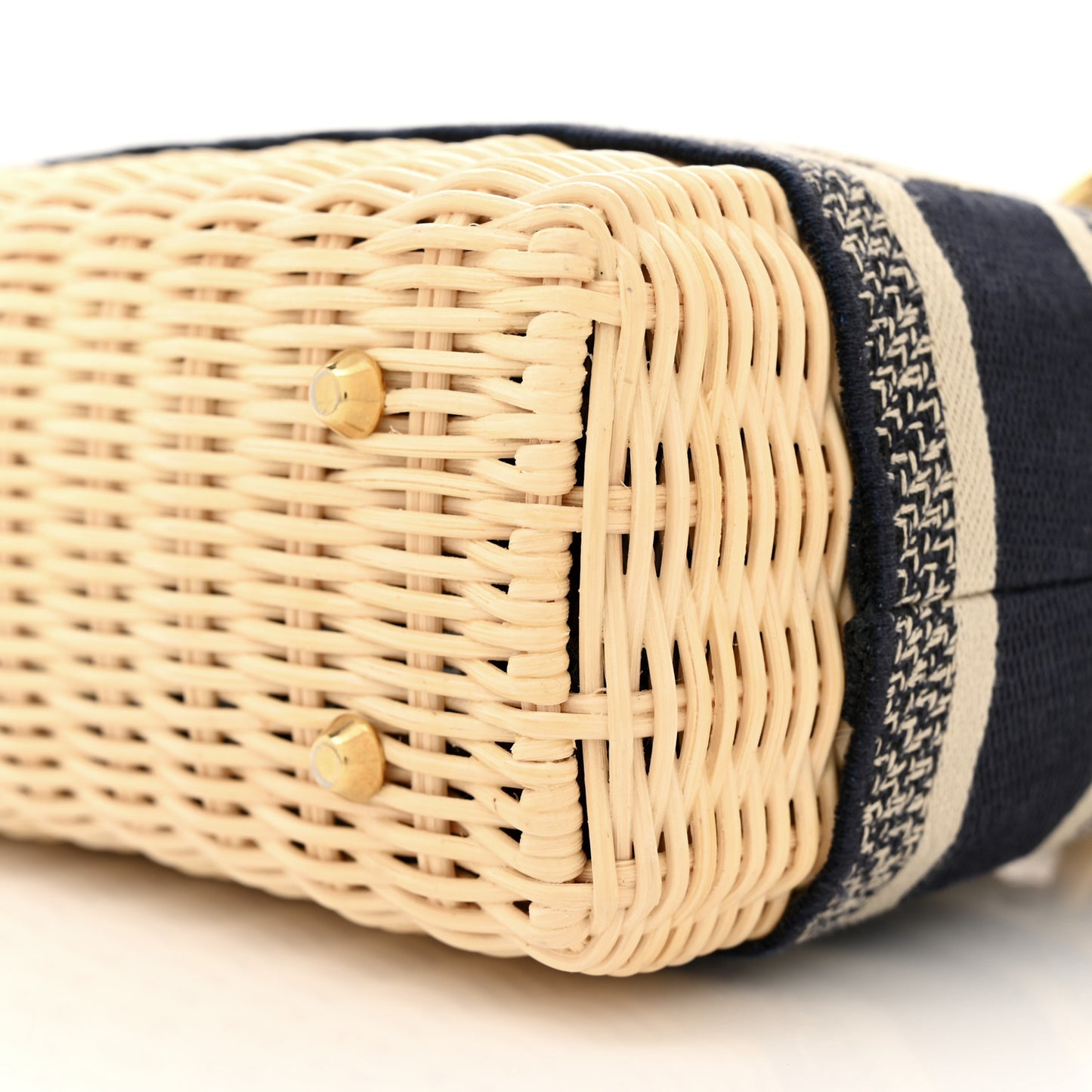 Wicker Oblique Mini Lady Dior Bag Blue
