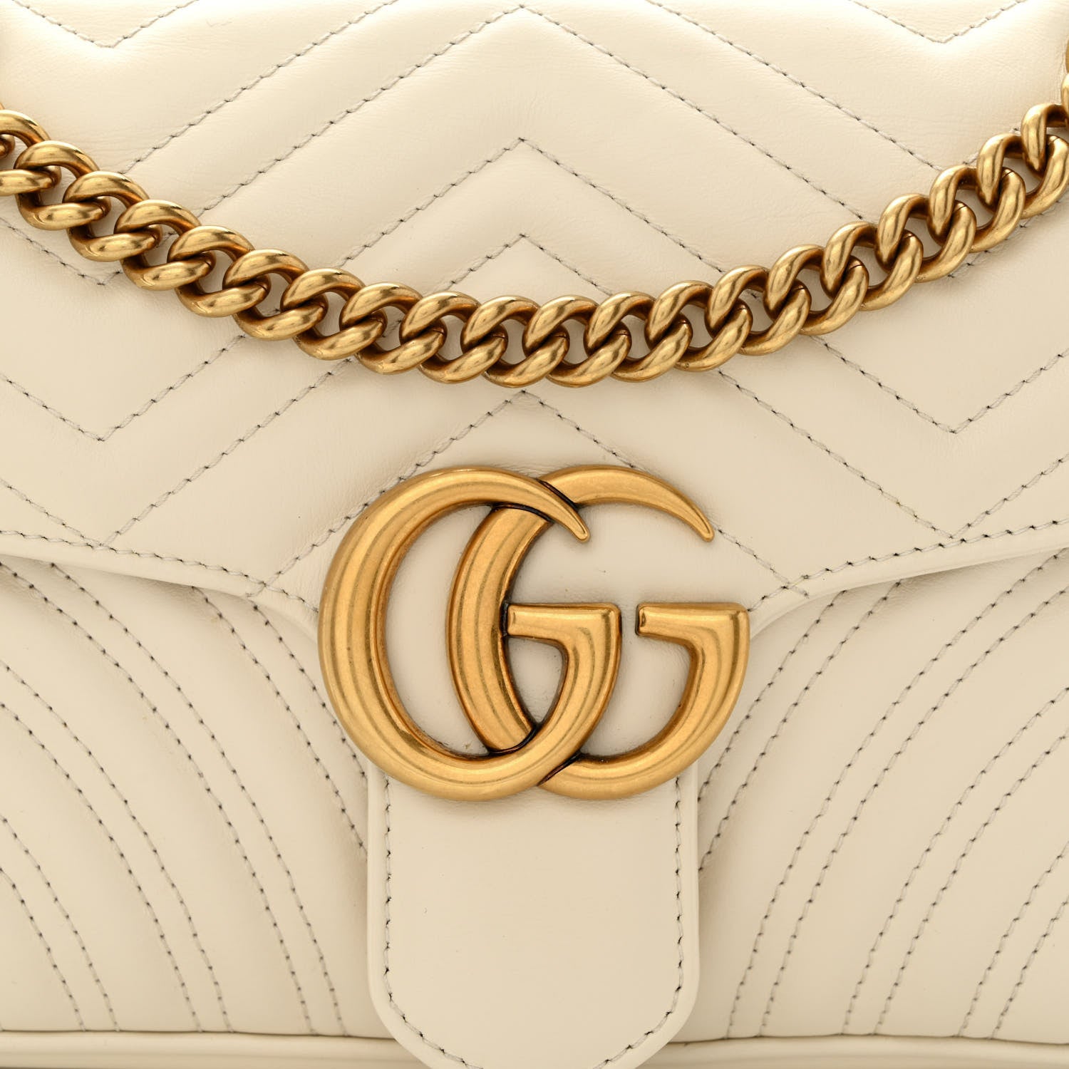 Gucci Calfskin Matelasse Small GG Marmont Shoulder Bag White 8 of 13