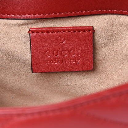 Gucci Calfskin Matelasse Super Mini GG Marmont Shoulder Bag Hibiscus Red 5 of 13
