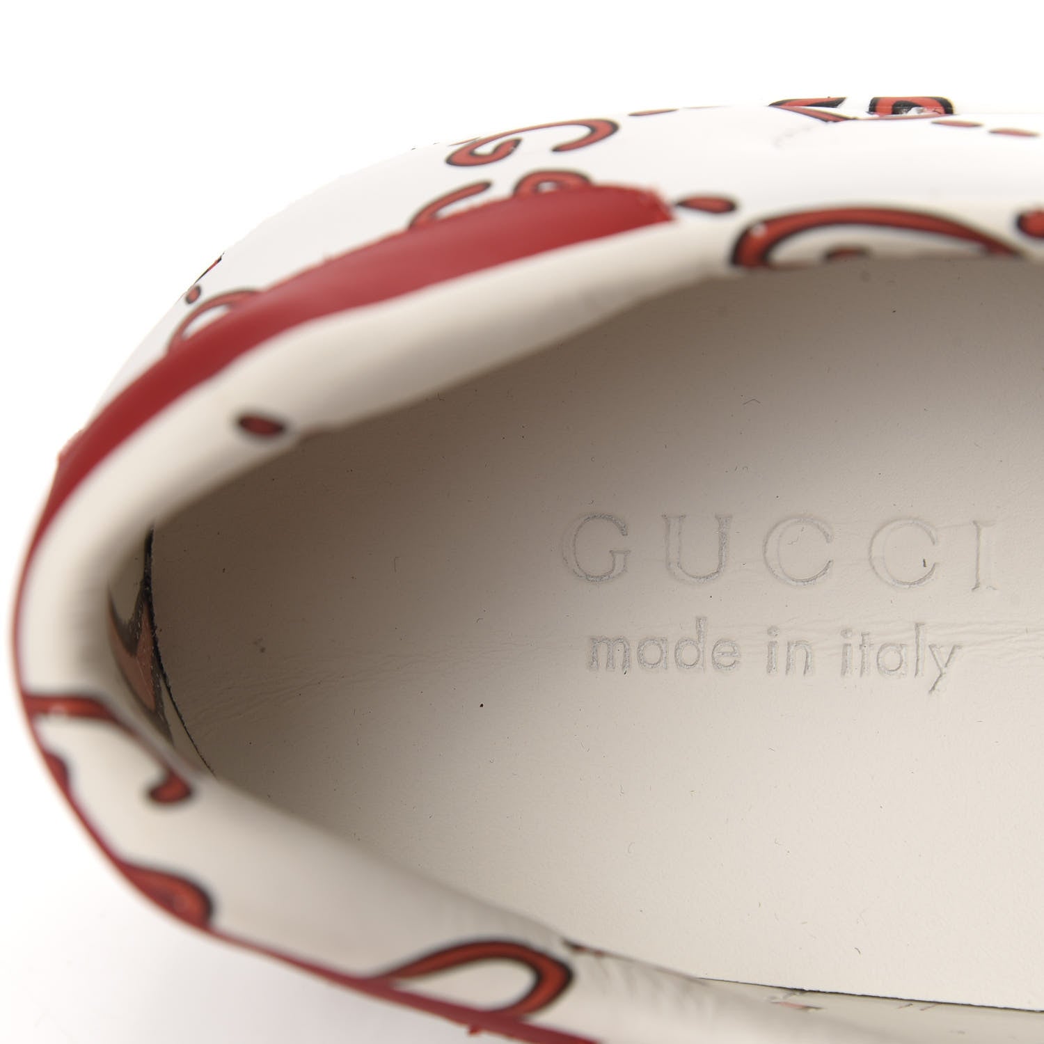 Gucci Calfskin GucciGhost Print Mens Ace Sneakers 11 White Hibiscus Red 7 of 10
