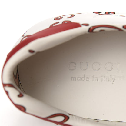 Gucci Calfskin GucciGhost Print Mens Ace Sneakers 11 White Hibiscus Red 7 of 10