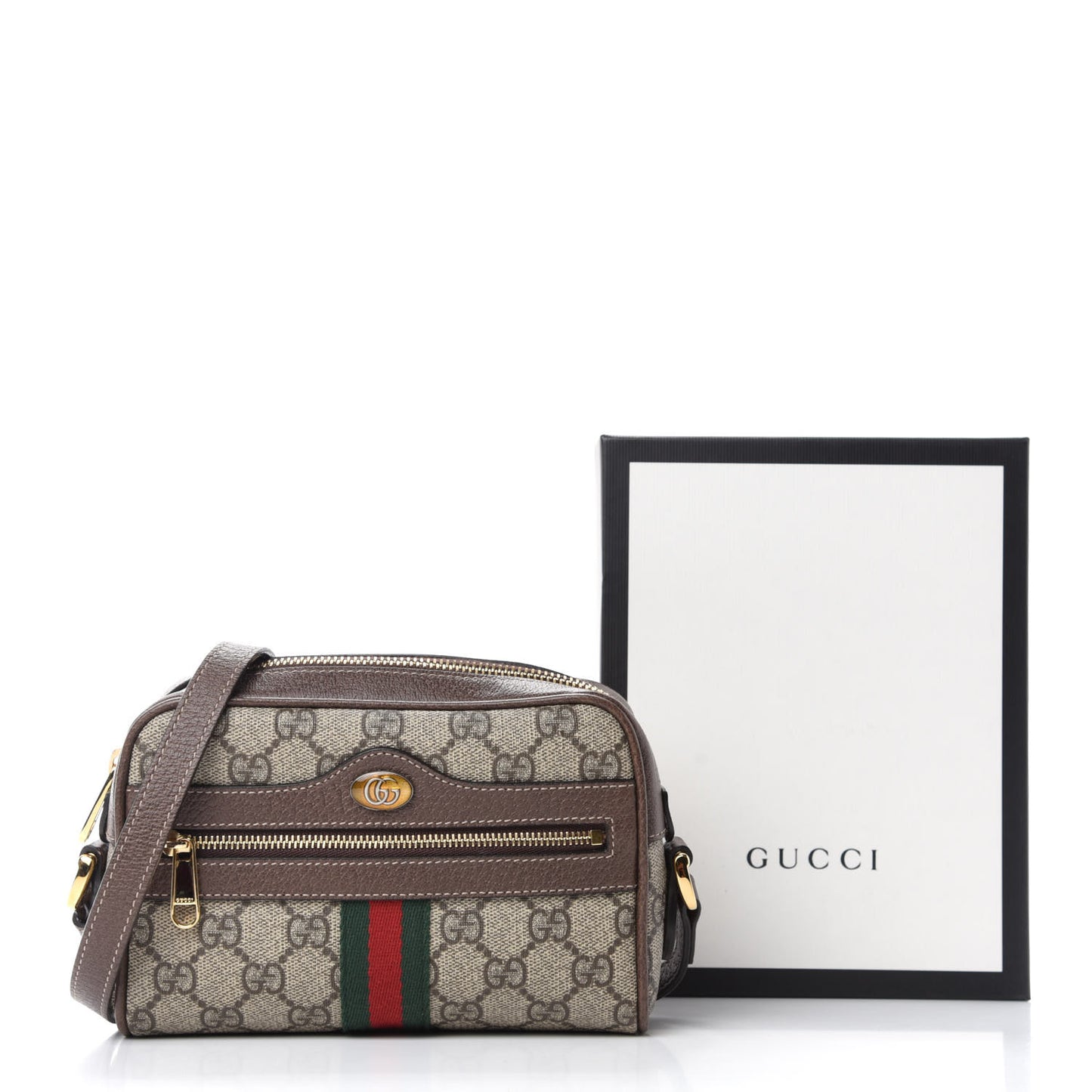 GG Supreme Monogram Web Mini Ophidia Shoulder Bag Brown