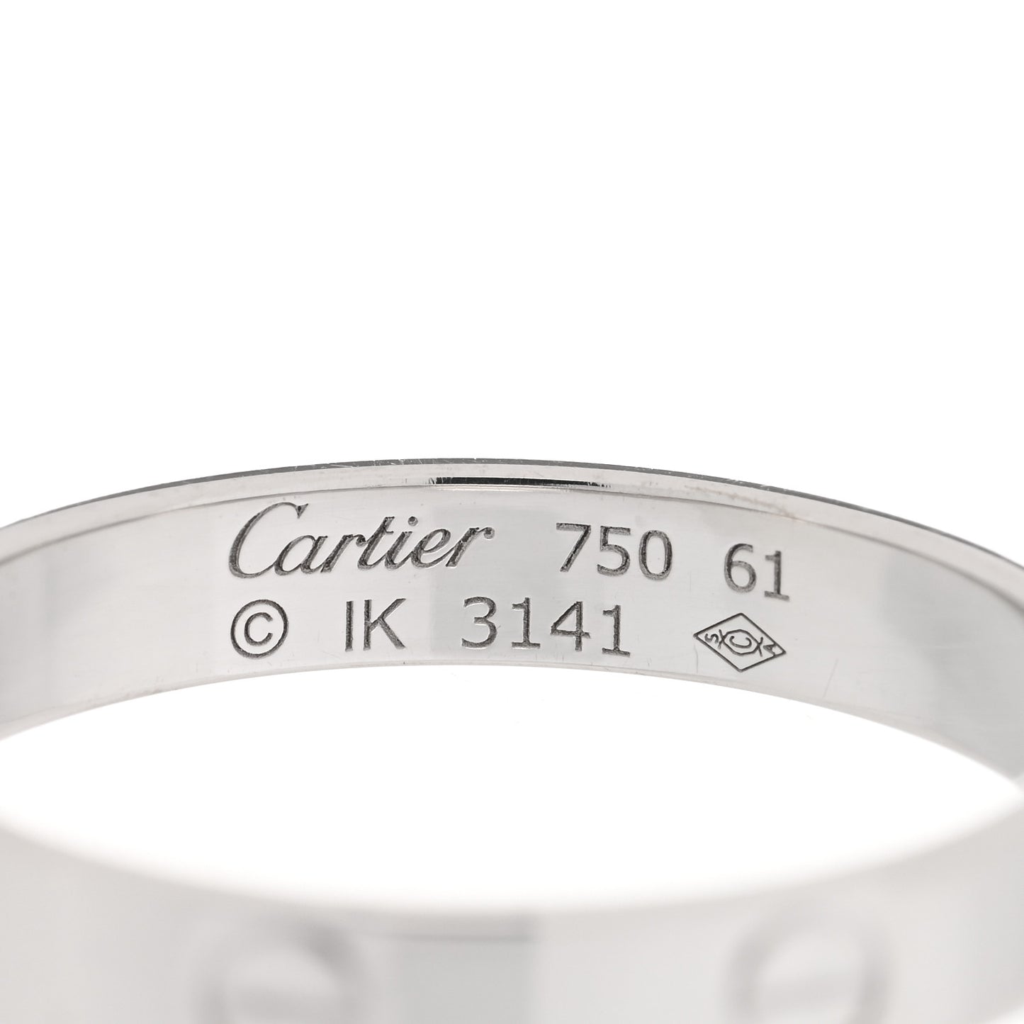 18K White Gold 3.5mm LOVE Wedding Band Ring 61 9.5