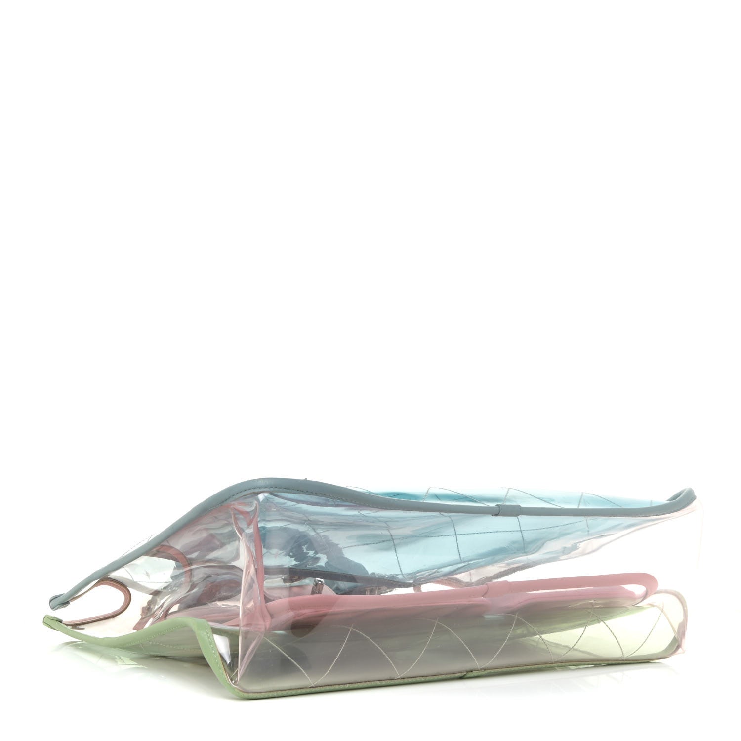 Chanel PVC Lambskin Stitched Medium Coco Splash Shopping Bag Blue Green Pink 4 of 13