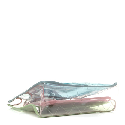 Chanel PVC Lambskin Stitched Medium Coco Splash Shopping Bag Blue Green Pink 4 of 13