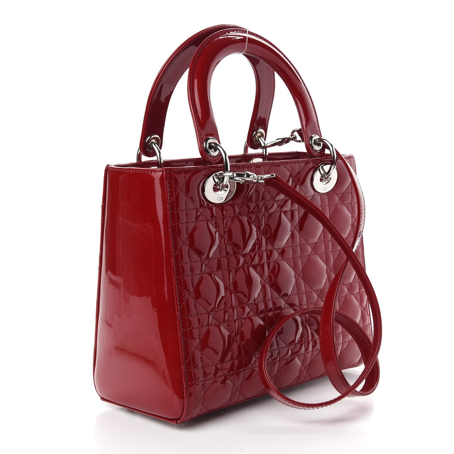 Patent Cannage Medium Lady Dior Red